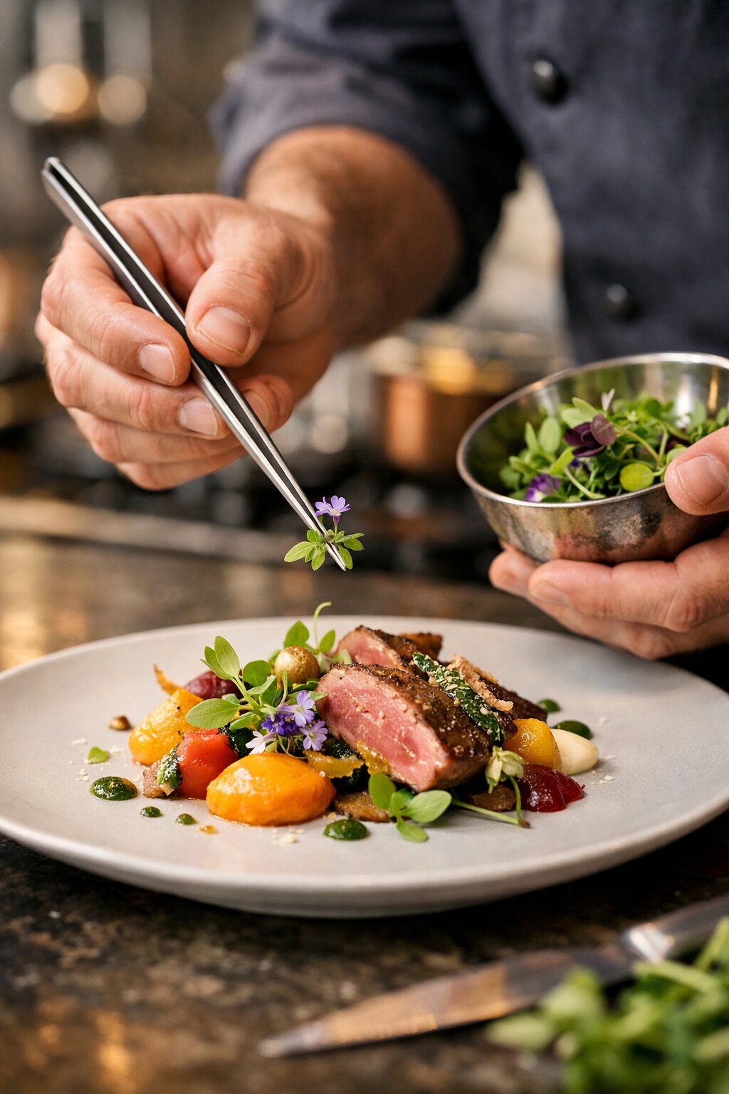 Küchenchef bei der Zubereitung